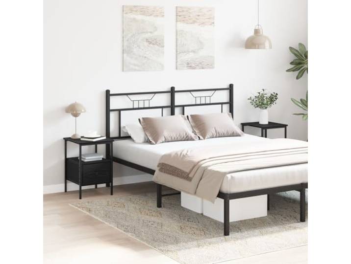 HEFZGDB Nachttisch 2 STK. Schwarz Eiche 34x36x50 cm Holzwerkstoff mit Schublade und Regal für Schlafzimmer Aufbewahrung