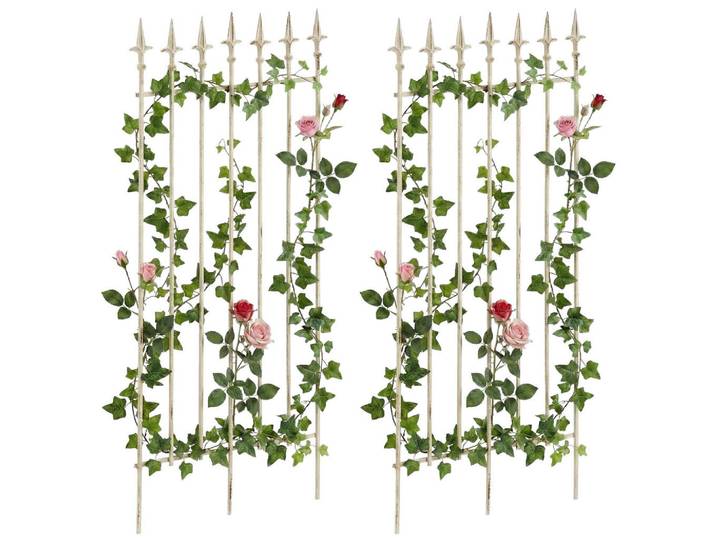 CLP Rankgitter 2er Set Metall Antik-Creme, 50x100x0.7 cm, Dekoration, Gartendeko, Rankgitter