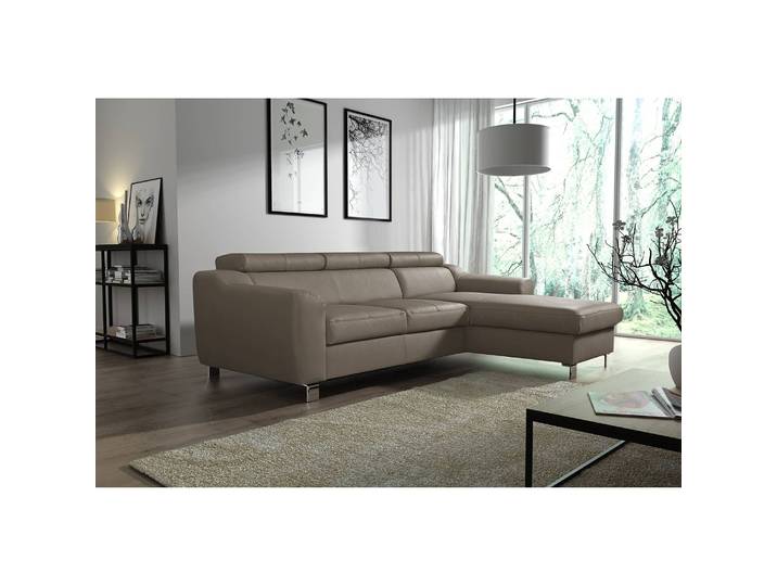 Ecksofa Burnside I Grau/Taupe Kunstleder 242 x 76 x 170cm Longchair davorstehend rechts ohne Schlaffunktion Modern