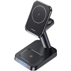 Usams Ład. indukcyjna US-CC150 3w1 20W magnetic czarny/black CC150WXC01 (20 W), Wireless Charger, Schwarz