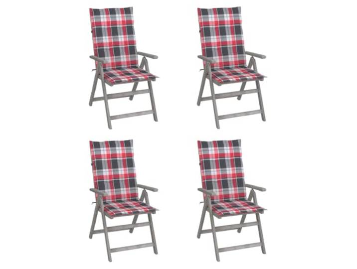 HEFZGDB Grauer Outdoor-Armlehnstuhl aus massivem Akazienholz mit 5-Fach Verstellbarer Rückenlehne und Komfort-Auflage für Garten, Terrasse und Balkon – Stabiles Hartholz-Design