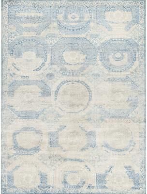 Exquisite Rugs Fine Mamluk hand-knotted Bamboo Silk Blue Area Rug