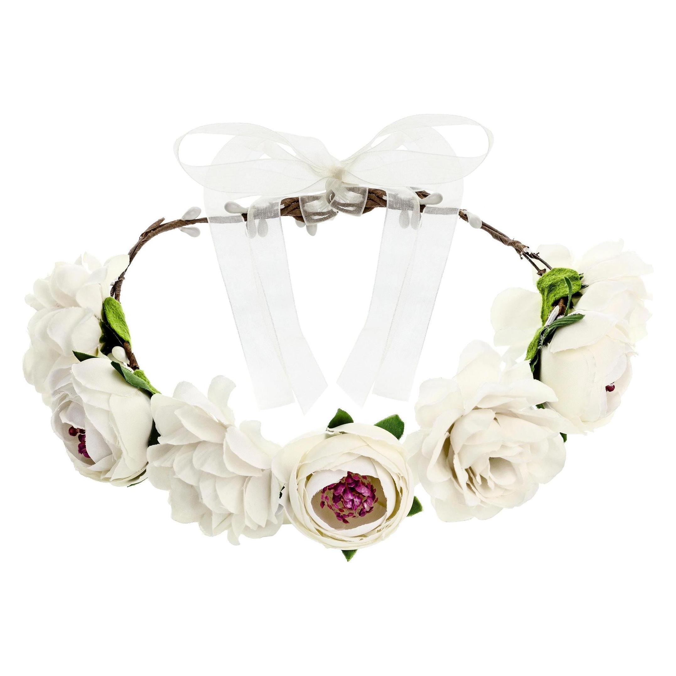 Partydeco Partyaccessoire Blumenkranz 17 cm, Weiss (1 Stk.) (WIAN1-008-KARTON)