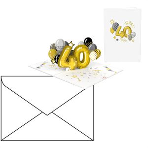 papercrush Geburtstagskarte 3D - 40. Geburtstag, Pop-Up Karte mit Umschlag, 12 x 17,5 cm