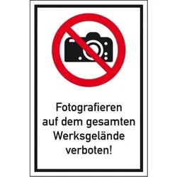 Schild I Kombischild Fotografieren auf dem gesamten Werksgelände verb., Alu, 400x600mm, DIN EN ISO 7010