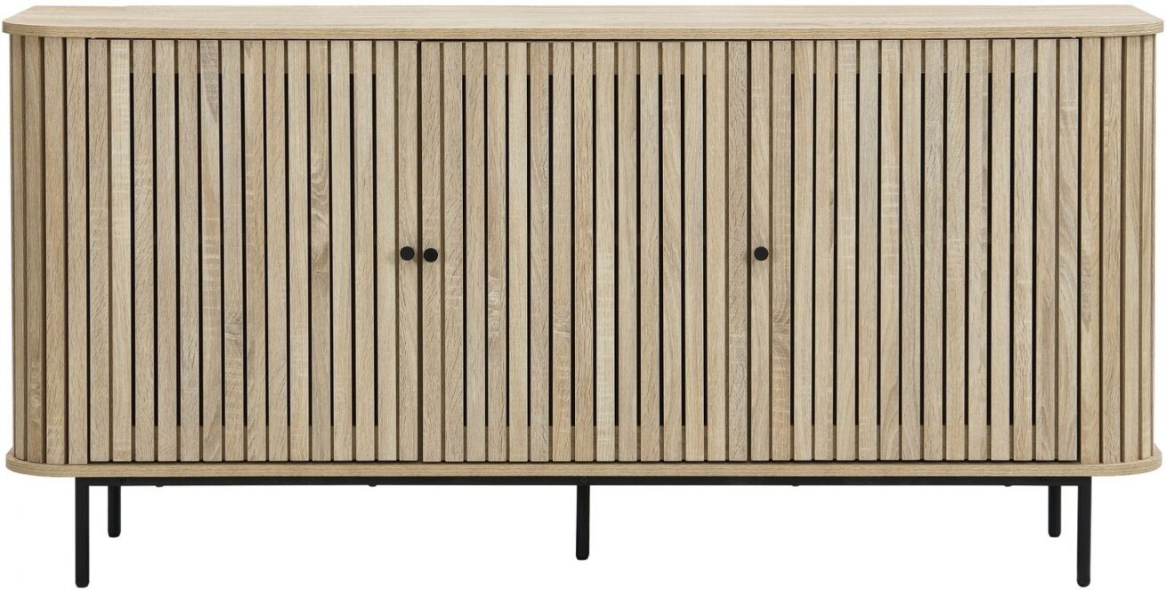 Buffet 3 portes rainurées couleur chêne 160 cm - Solna