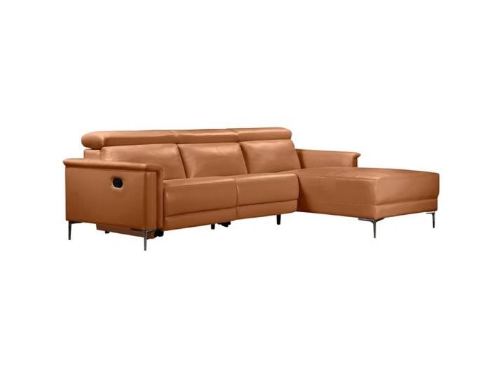 Lund-canapé 3 Places Avec 1 Fauteuil Inclinable Manuel En Cuir /Pu Cognac