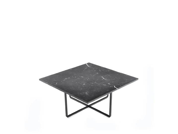 OX Denmarq Table basse Ninety marbre marquina, support noir