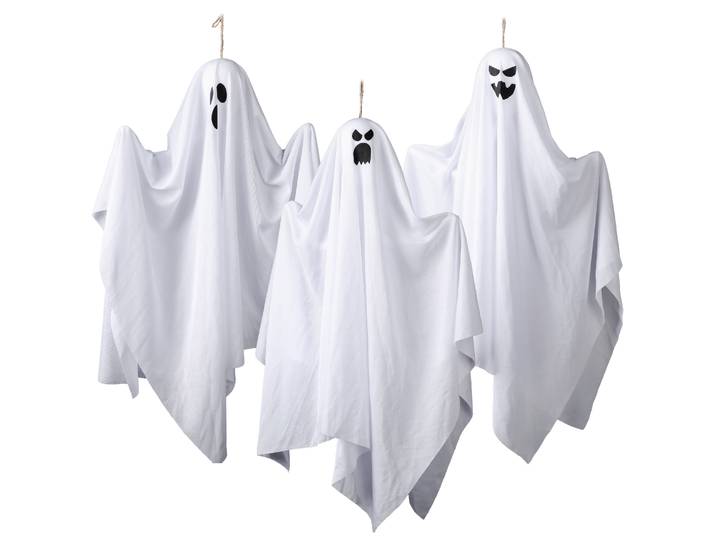 Halloween Geist hängend 3er Set 70 cm weiss