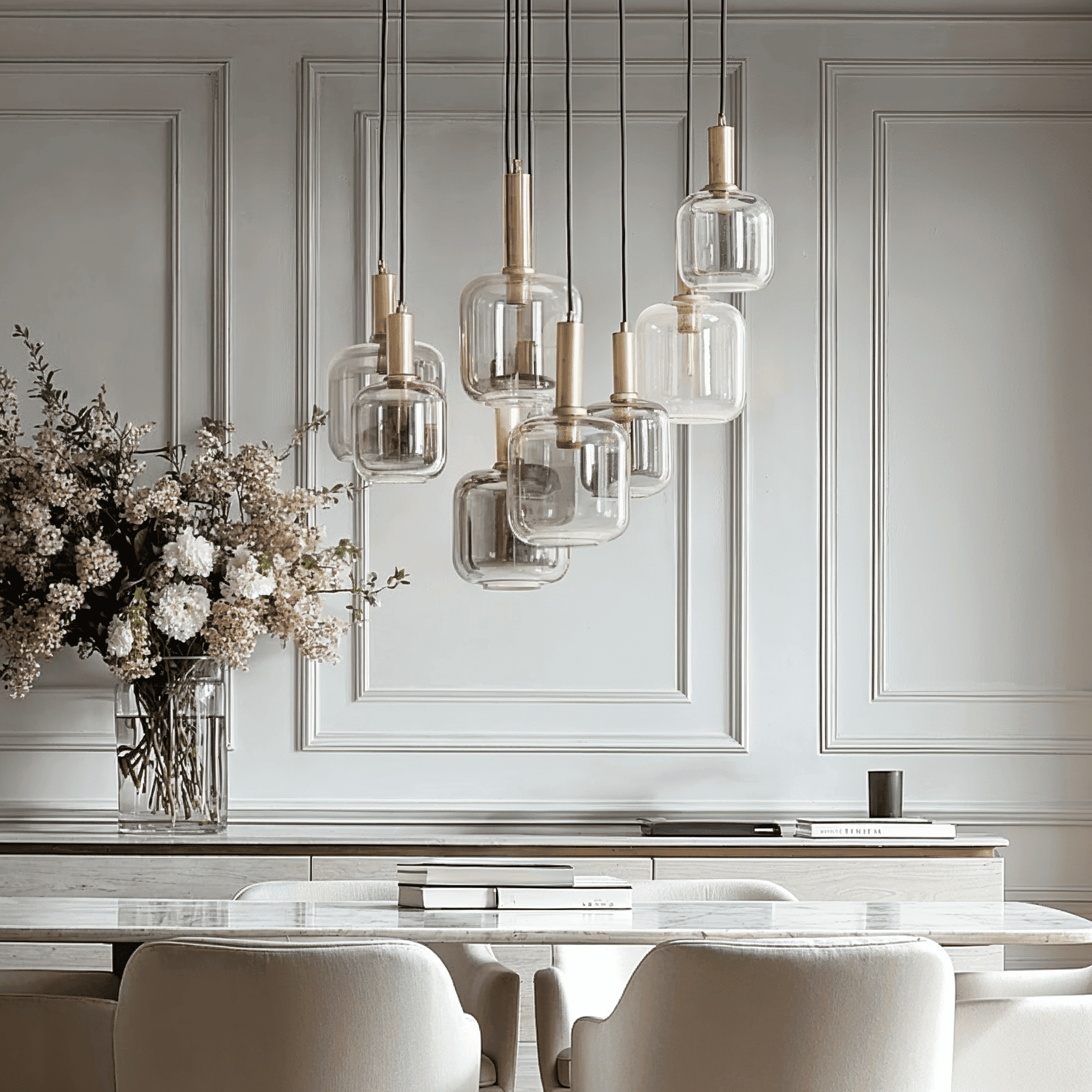 Sarille Antique Gold & Smoked Glass 9 Pendant Ceiling Light