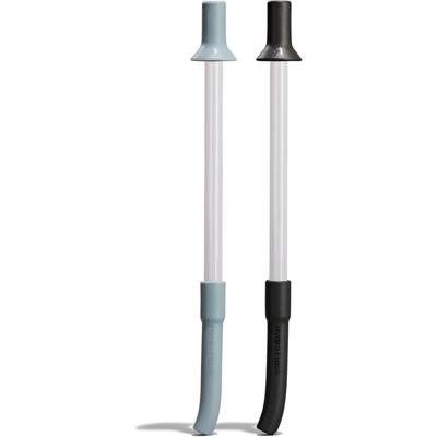 Trinkhalme HYDRO FLASK "Shaker Cap Straw 2-Pack Accessory", transparent (schwarz, shale gray), H:15cm Ø:8cm, Kunststoff, Silikon, Küchenhelfer-Sets, Flexibler 2-teiliges Strohhalm Set für deine Shakerflasche