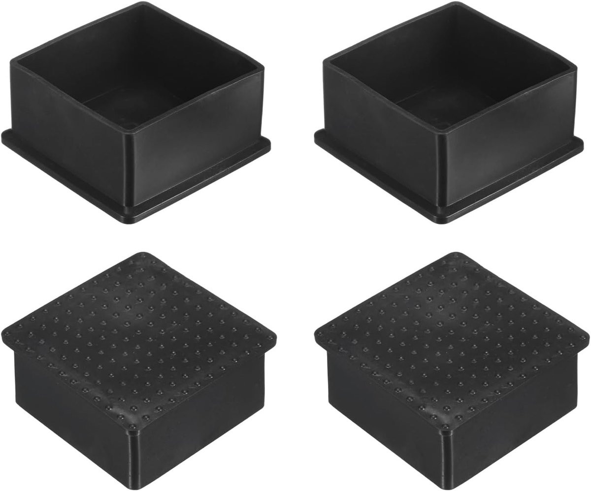 METERXITY Set van 4 vierkante meubeldoppen, 60 mm PVC pootdoppen voor stoelen, tafels en bedden, vloerbeschermers voor hardhouten vloeren