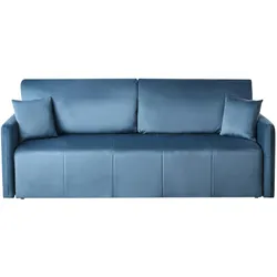 SCHLAFSOFA 3-Sitzer Samtstoff Blau Egge