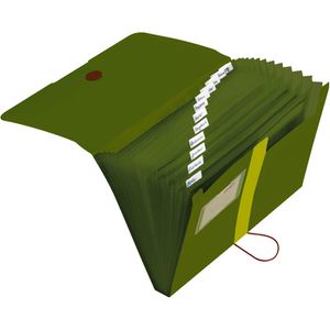 Herlitz Fächermappe 11411253 easy orga to go green, A4, dunkelgrün, Recycling-Kunststoff, 12 Fächer