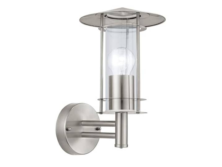 EGLO Applique murale extérieure Lisio\, éclairage d’extérieur en acier inox aspect argenté et verre transparent\, lampe avec douille E27\, IP44