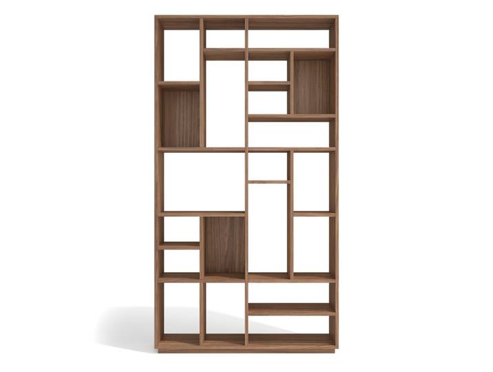 Étagère asymétrique 21 niches en placard finition noyer