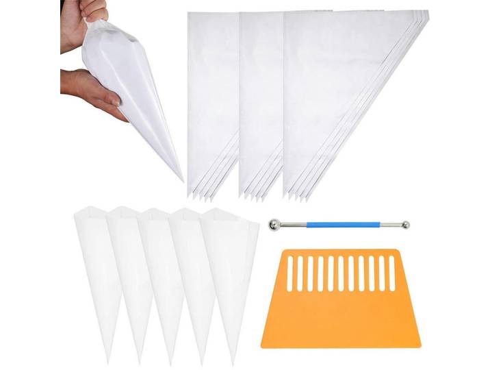 Mörtelbeutel 20-teiliges Set mit Schaber und Fugenglätter 465 x 450 x 285 mm, Transparent, Kunststoff, 45x28.5x46.5 cm, Backen & Backzubehör, Garnieren & Verzieren