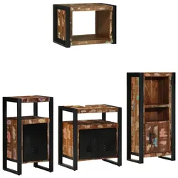 vidaXL Badezimmermöbel Set 4 pcs Mehrfarbig Massives recyceltes Holz
