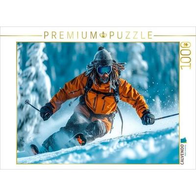 CALVENDO Puzzle Skifahren, voller Dynamik und Schwung | 1000 Teile Lege-Größe 64x48cm Foto-Puzzle für glückliche Stunden