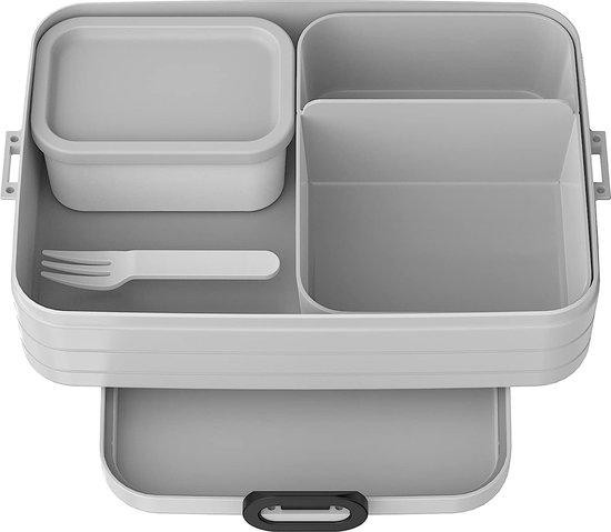 Unyqoos Bentobox Lunchbox Take A Break Large - Lichtgrijs - 1500 ml - B/D/H: 25,5 x 17 x 6,5 cm
