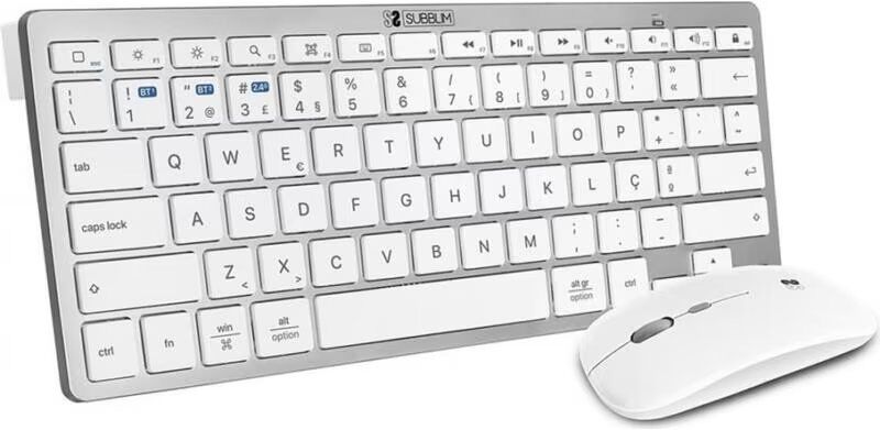 Subblim Combo Teclado Y Ratón Inalámbrico Plata Portugués Talla Única Unisex