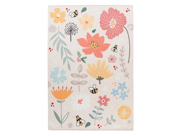 Kinderteppich, Mehrfarbig, Textil, Blume, rechteckig, 115x170 cm, Oeko-Tex® Standard 100, für Fussbodenheizung geeignet, waschbar, rutschfeste Unterfläche, Teppiche & Böden, Teppich, Waschbarer Teppich