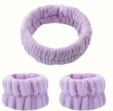 Uplifted Trends High Elastic Makeup Belt Facial Cleanser Bracelet Set For Skincare And Facial Mask Use purple