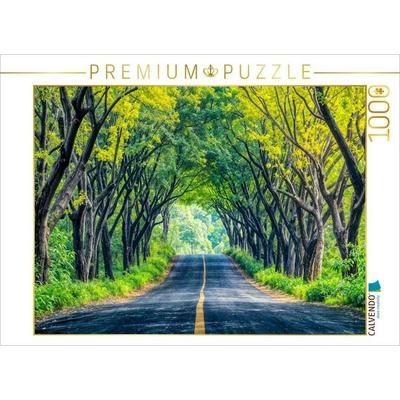 CALVENDO Puzzle Straße unter grünen Baumkronen | 1000 Teile Lege-Größe 64x48cm Foto-Puzzle für glückliche Stunden