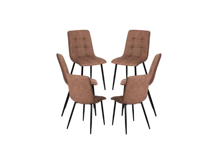 6er Set Stühle Stuhl Kunstleder - Braun