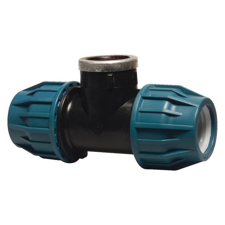 Bevo T-Stück Jason 20 mm x 1/2" x 20 mm 16 bar Klemm x Innengewinde x Klemm (25 Stk.) (0707020)