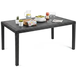 Dmora Gartentisch Imola, Feststehender rechteckiger Tisch, Mehrzweck-Gartentisch in Rattan-Optik, 100 % Made in Italy, 138x78h72 cm, Anthrazit