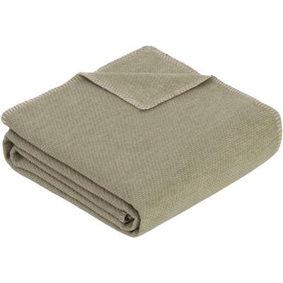 Wohndecke IBENA "Charlotte mit GOTS", grün, B:70cm L:100cm, Baumwolle, Wohndecken, Wohndecke, mit gewebter Struktur