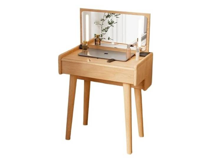 zhangrui1888 Schminktisch Schminktisch, Mini-Flip-Nachttisch, Aufbewahrungsschrank Schlafzimmer-Make-up-Waschtisch ﻿(Natural)