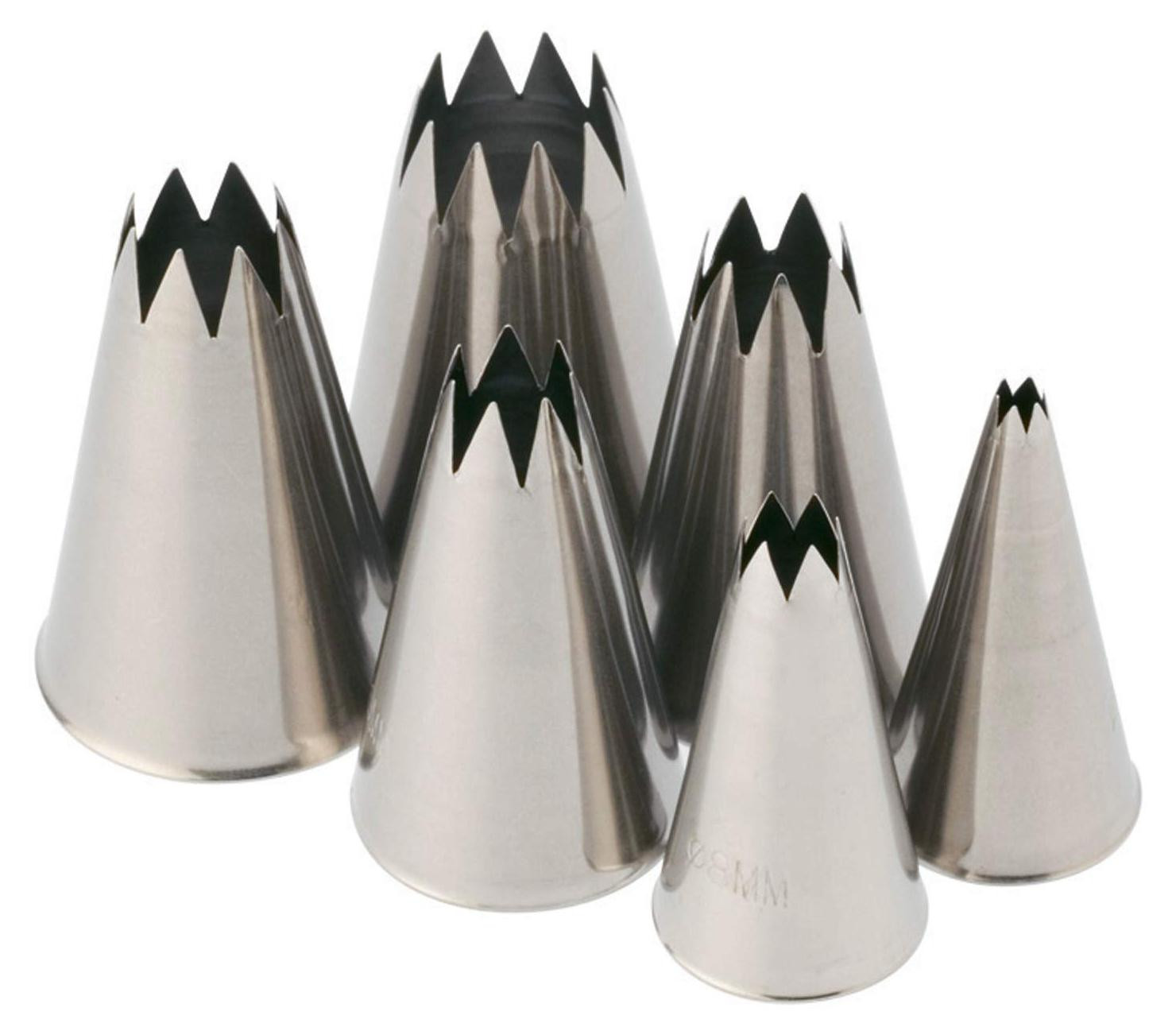 Dripio Set van 6 Roestvrijstalen Stervormige Spuitmonden, 4–18 mm, Herbruikbaar