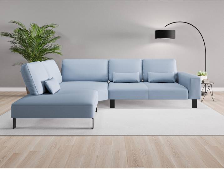 Ecksofa Tokio Nr. 3 links - Blau (Taubenblau) - Feiner Mikrofaserstoff