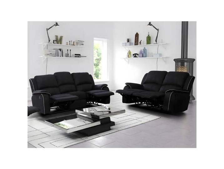 Canapés 3 places et 2 places relax en microfibre HERNANI - Noir