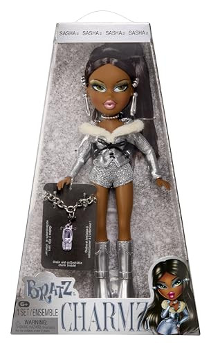 Bratz Charmz Sasha Modepop met verzamelbare bedelarmband en accessoires
