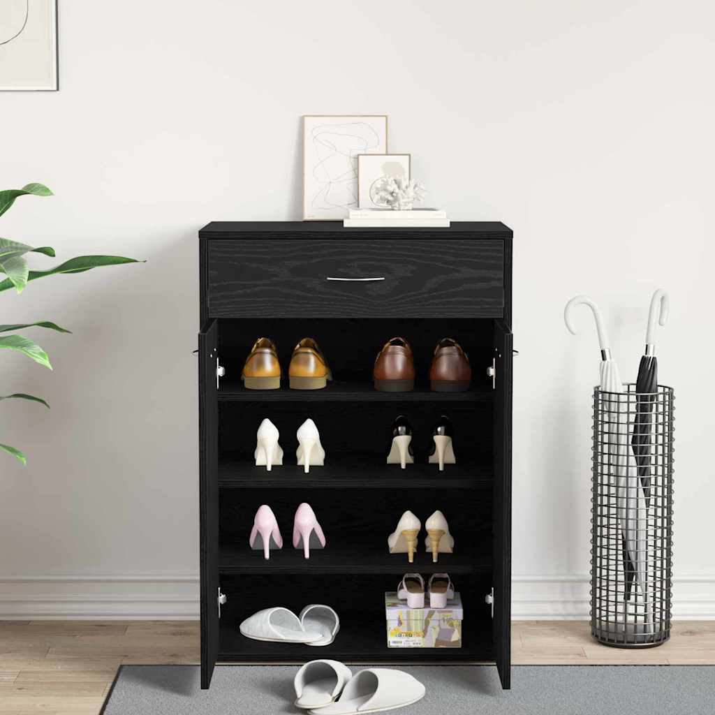 vidaXL Rack à chaussures 60 x 35 x 84 cm Bois d'ingénierie Chêne noir