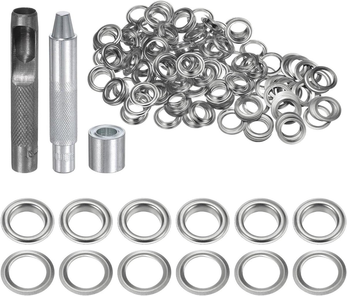 Zilverkleurige koperen oogjes set van 12 mm voor het repareren van kleding