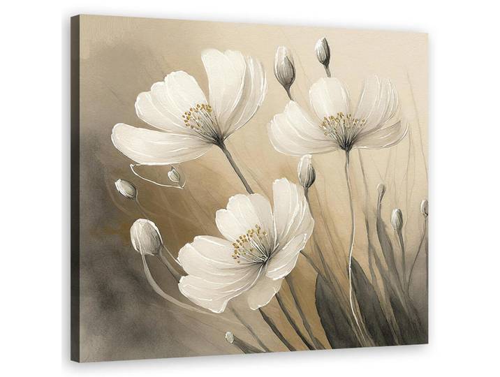 Feeby Wandbild blumen pflanzen botanik, Grau, Floral, Rechteckig, 50x50 cm, Bilder & Rahmen, Bilder, Leinwandbilder