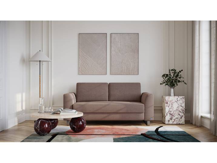 BRUNO Schlafsofa 140cm in Braun Klassik stabiles Massivholz & Boxspringkomfort
