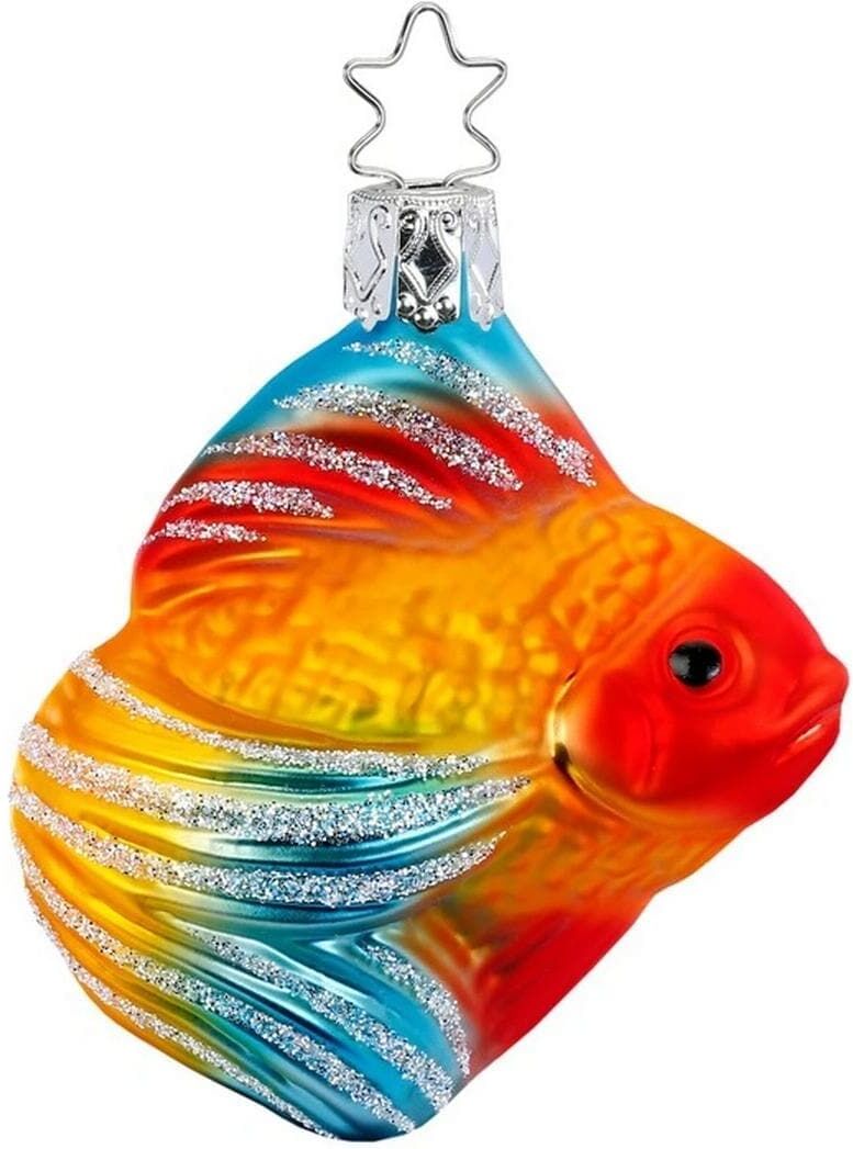 Weihnachtsbaumkugel "Weihnachtskugel Schleierfisch 1 Stück", bunt (blau rot gelb gold), Weihnachtsbaumkugeln, Weihnachtsbaumkugel blau rot gelb gold Einheitsgröße