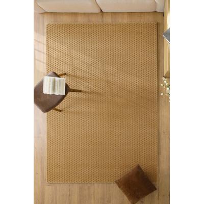 Teppich WECON HOME "Castello THREE", beige (karamell), B:160cm H:7mm L:230cm, Schurwolle, Teppiche, Teppich, Schurwolle, Kurzflor mit Hoch-Tief-Effekt, Wohnzimmer, Punktmuster