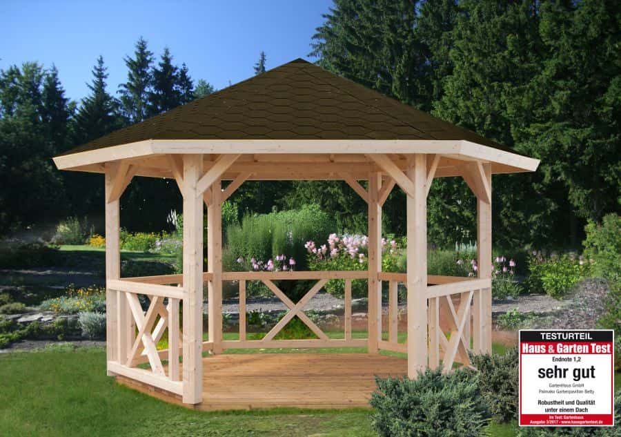 Palmako Gartenpavillon Betty 9,9 m² aus Holz Gartenhütte Gartenlaube