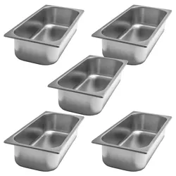 AcMax 5 Stück Eisbehälter Edelstahl Ice Cream Pan Tiefe 80mm /360mm Lang / 165mm Breit