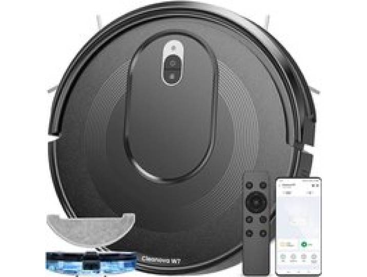 Cleanova W7 Aspirateur Robot 3 En 1 Robot Aspirateur Laveur Aspiration 4000Pa 120Min DAutonomie Anti-Enchevêtrement Alexa/App/Iftt