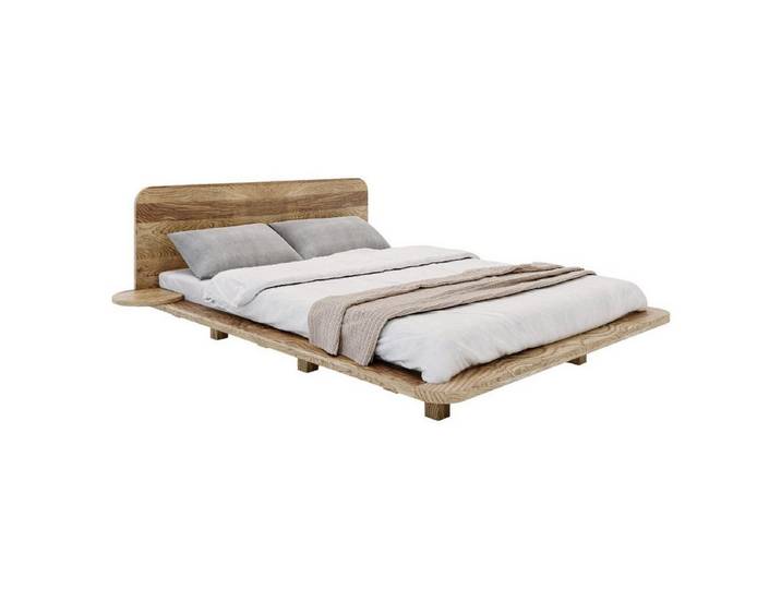 Skandica Holzbett Japandic (Eichenbett mit schwebender effekt), mit 2 integrierten Ablagen, 180/200, Eiche - geölt, Retro