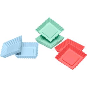 Lurch Backform FlexiForm Tortelett Quader 83015, aus Silikon, 9 x 9 x 2cm pastell, für Heißluftfritteuse, Tarteform, 6 Stück