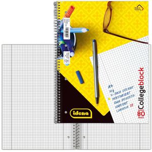 Idena Collegeblock 10392, A4, Innen- und Außenrand, 70 g/m², kariert