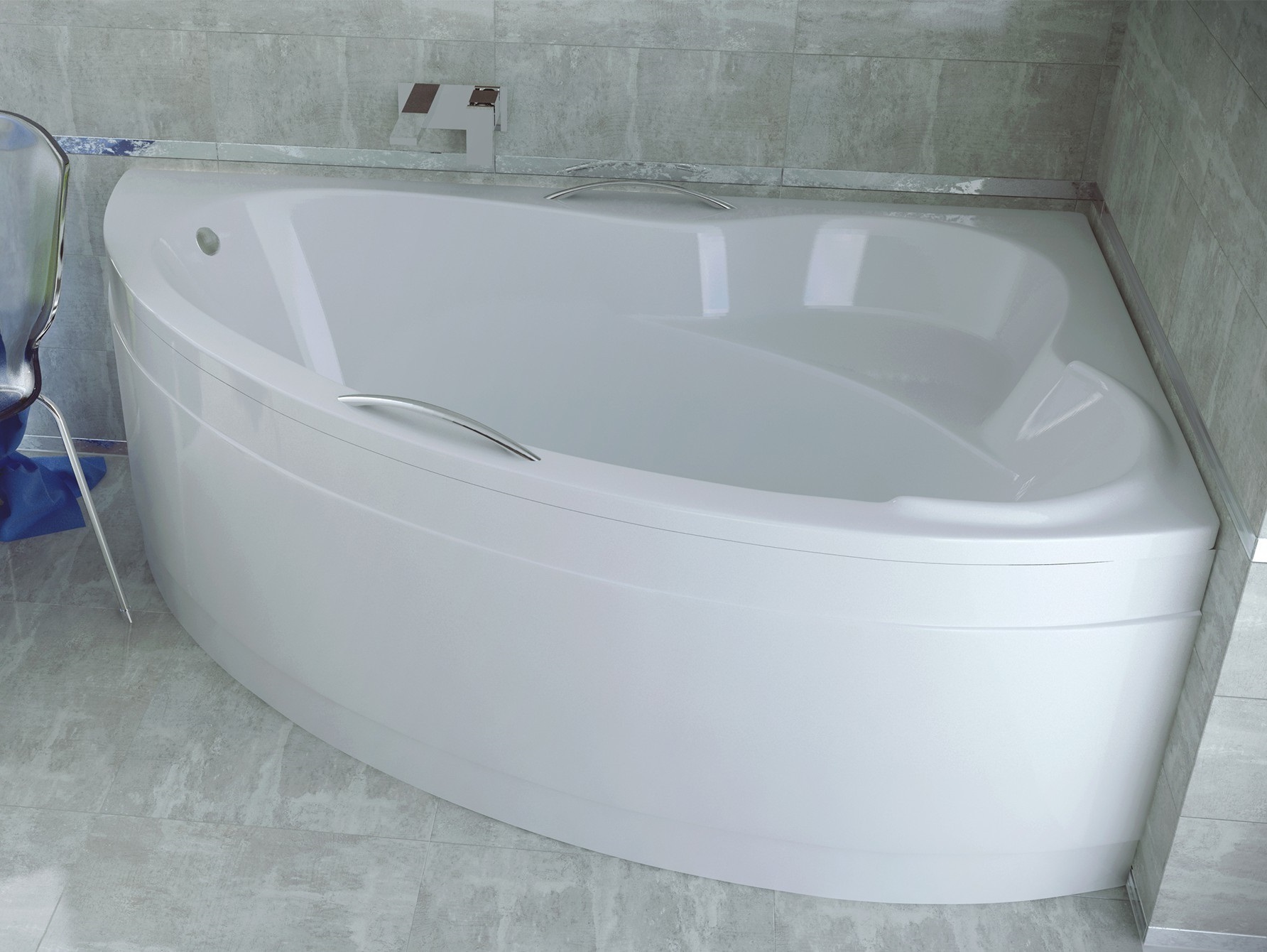 BADLAND Eckbadewanne Badewanne Ada 140x90 Rechts mit Acrylschürze und Handgriffe | Ablauf & Füße GRATIS !
